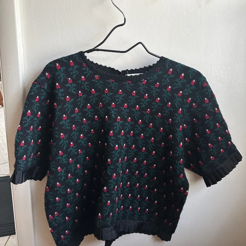 Vintage 80's Susan Bristol Embroidered Floral Wool Sweater - Picture 10 of 11
